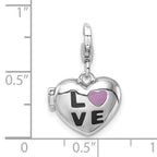 Sterling Silver Enameled Heart Locket Charm with Reversible CZ Detail
