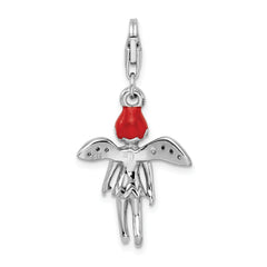 Sterling Silver Enameled w/ CZ 3D Fairy Lobster Clasp Charm
