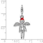 Sterling Silver 3D Fairy Charm with CZ Accent and Enamel