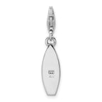 925 Sterling Silver Surf Board Charm with Enamel Floral Design