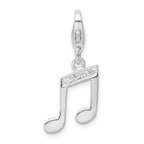 Amore La Vita Sterling Silver Rhodium-plated Polished CZ Music Note Lobster Clasp Charm