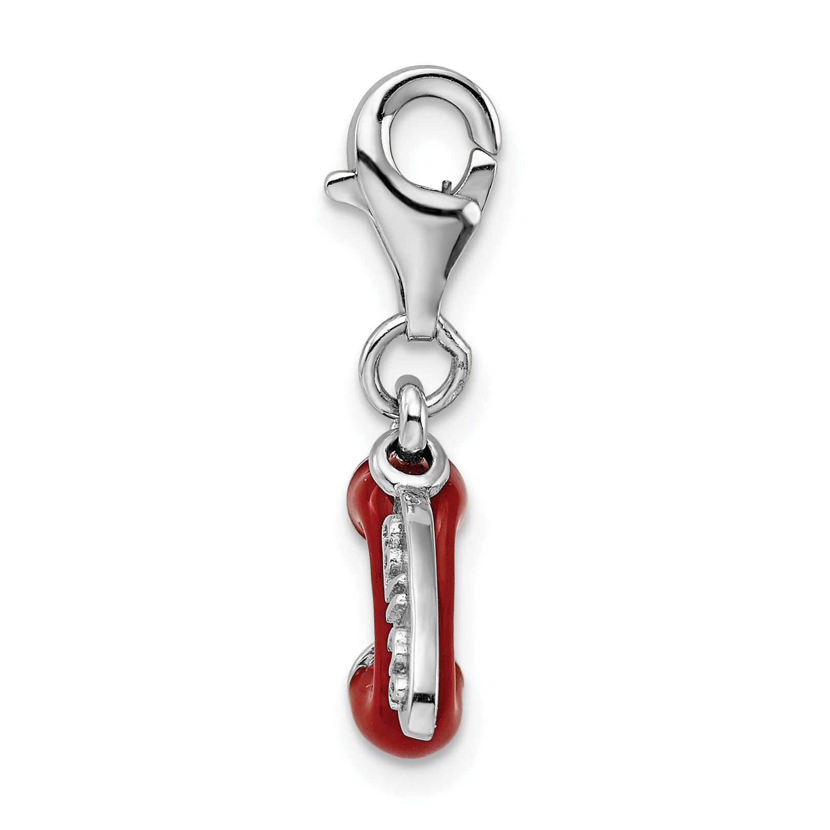 Sterling Silver 925 Enameled Phone Charm with Red Accents Secondary image