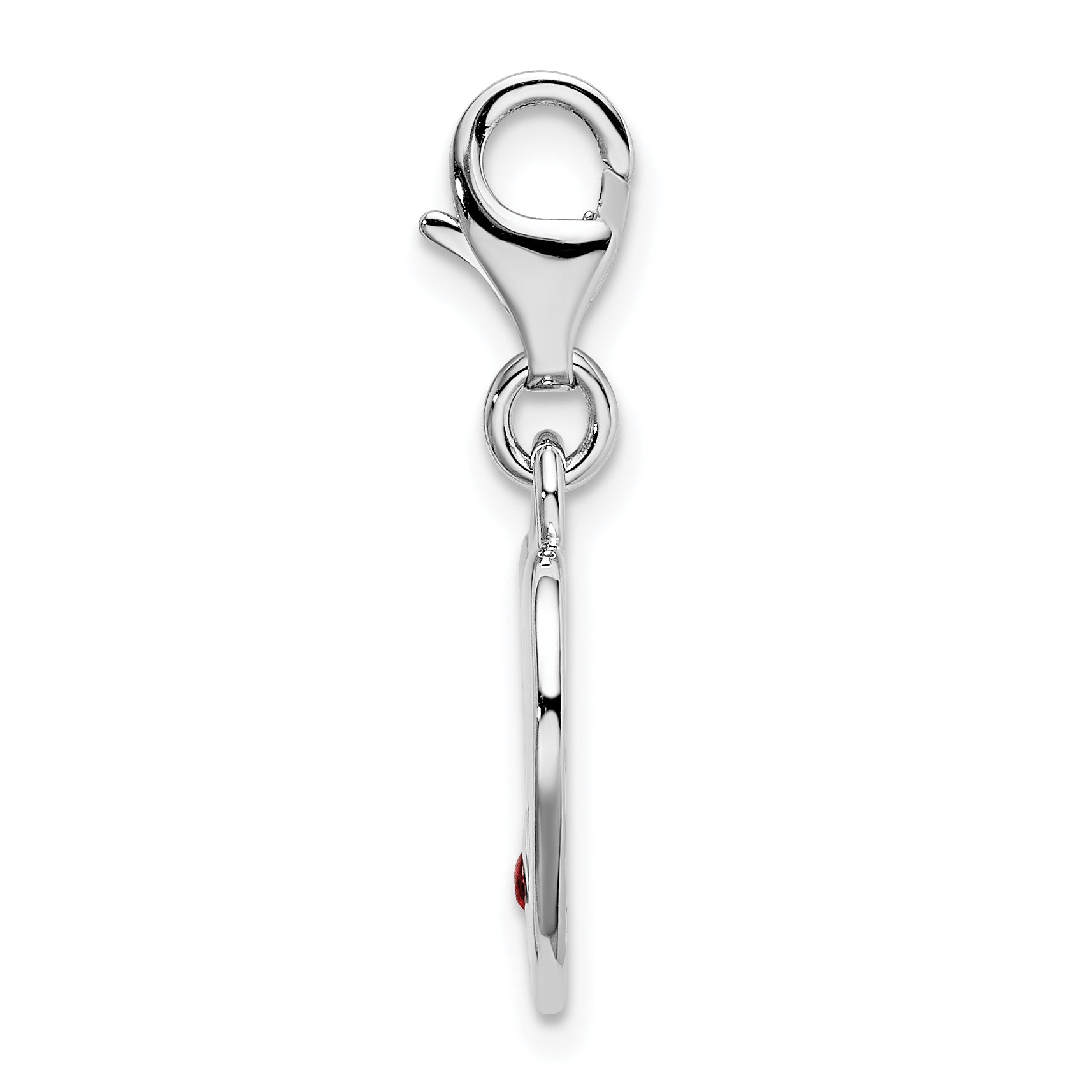 Sterling Silver 925 LOVE Heart Charm with Red CZ Stone Secondary image
