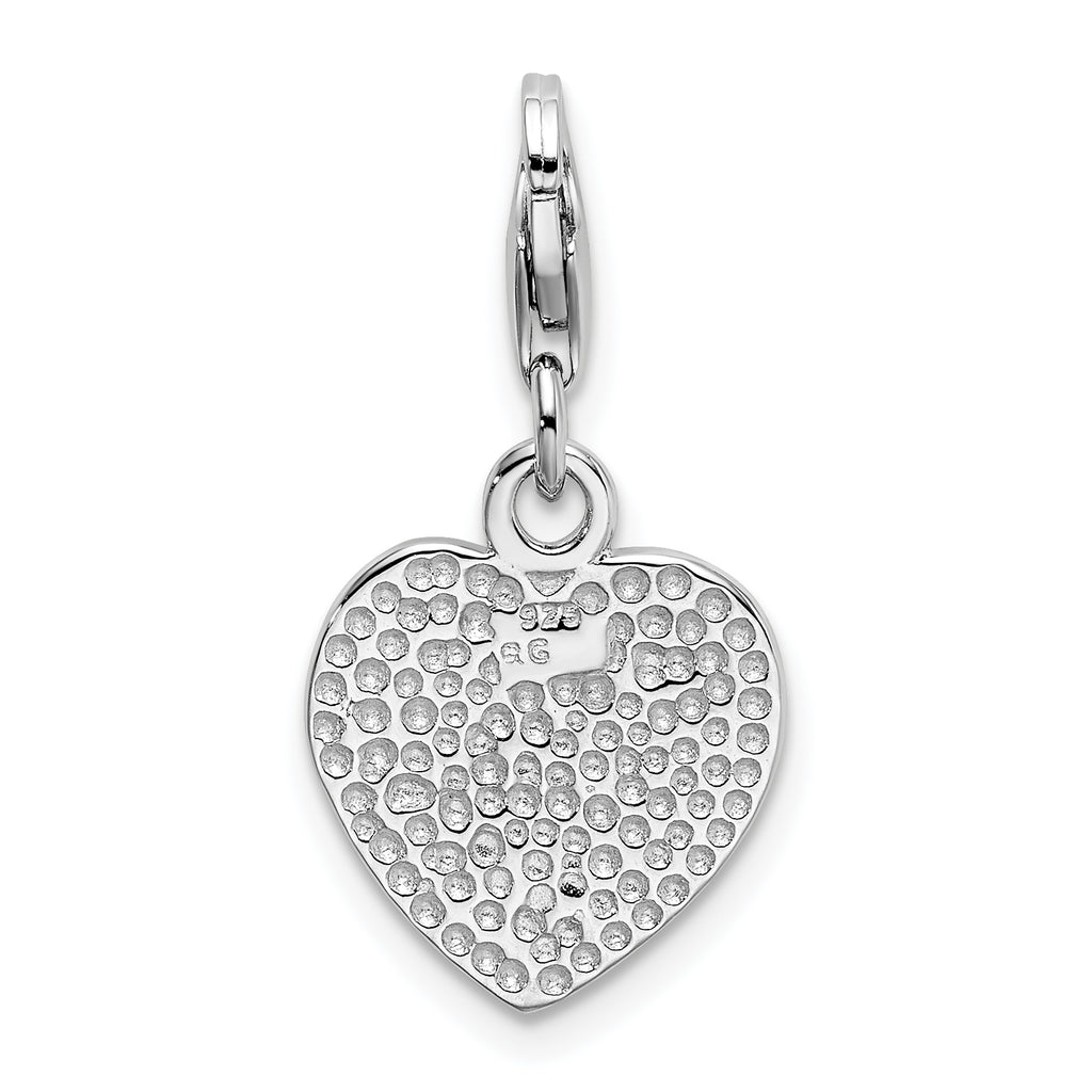 Sterling Silver 925 LOVE Heart Charm with Red CZ Stone