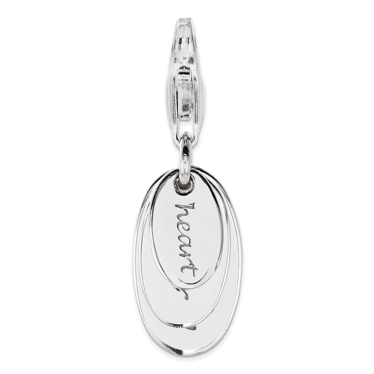 Sterling Silver Polished Follow Your Heart Lobster Clasp Charm