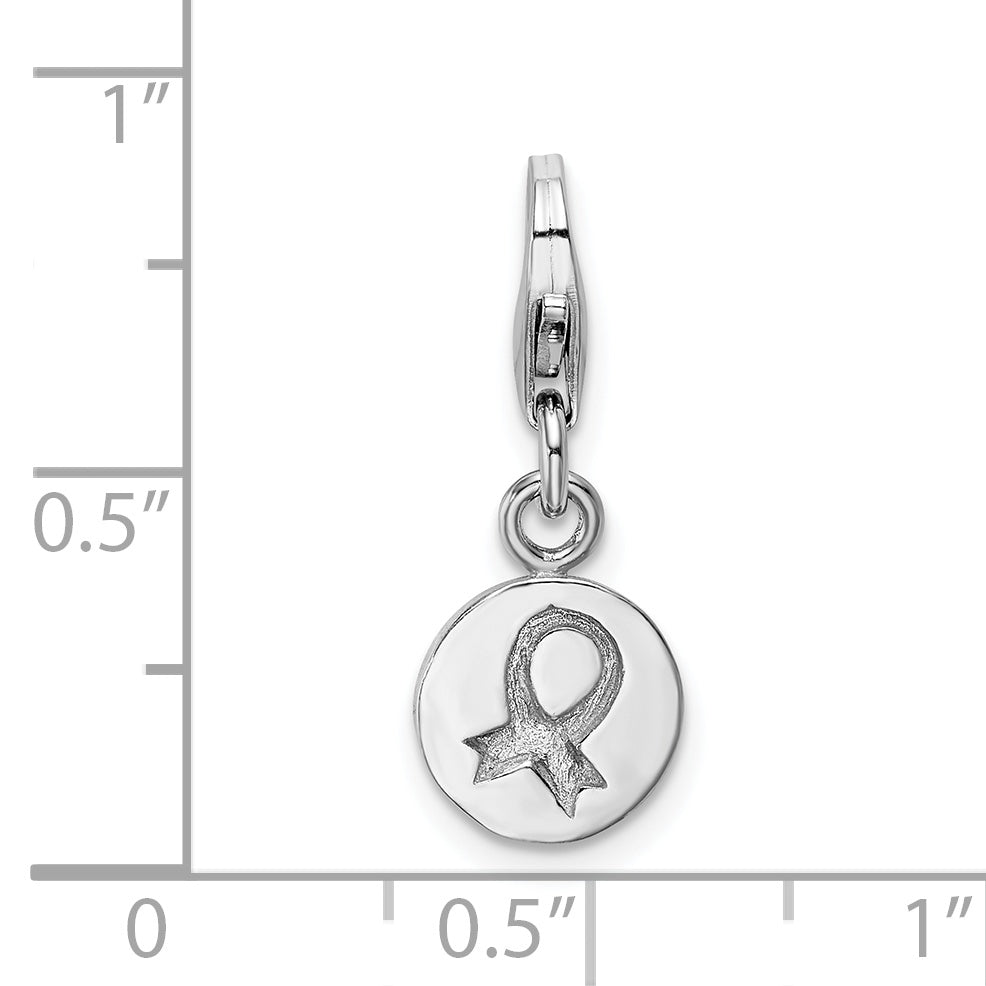 Sophia Jewelers Sterling Silver Awareness Ribbon Charm with Rhodium Finish
