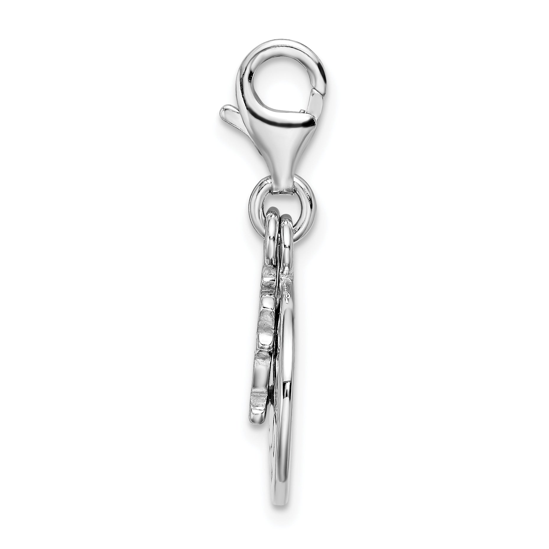 Sterling Silver Rhodium-Plated Peace Charm with Lobster Clasp Secondary image