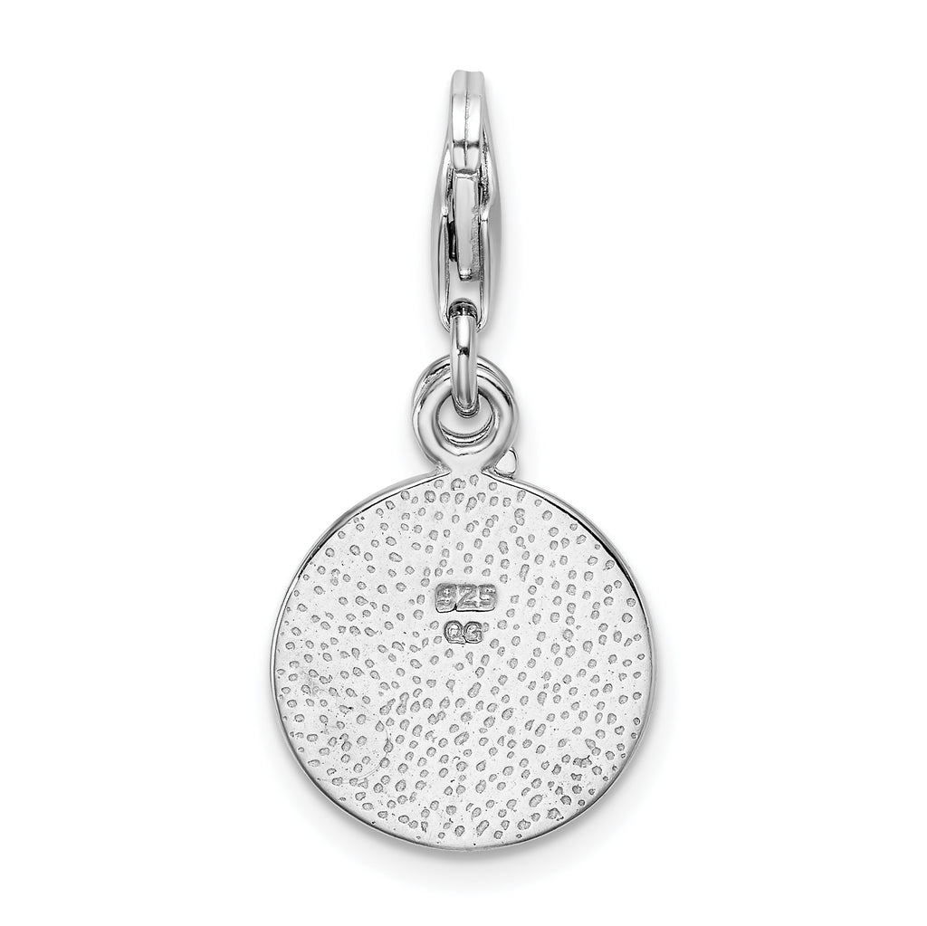 Sterling Silver Rhodium-Plated Peace Charm with Lobster Clasp