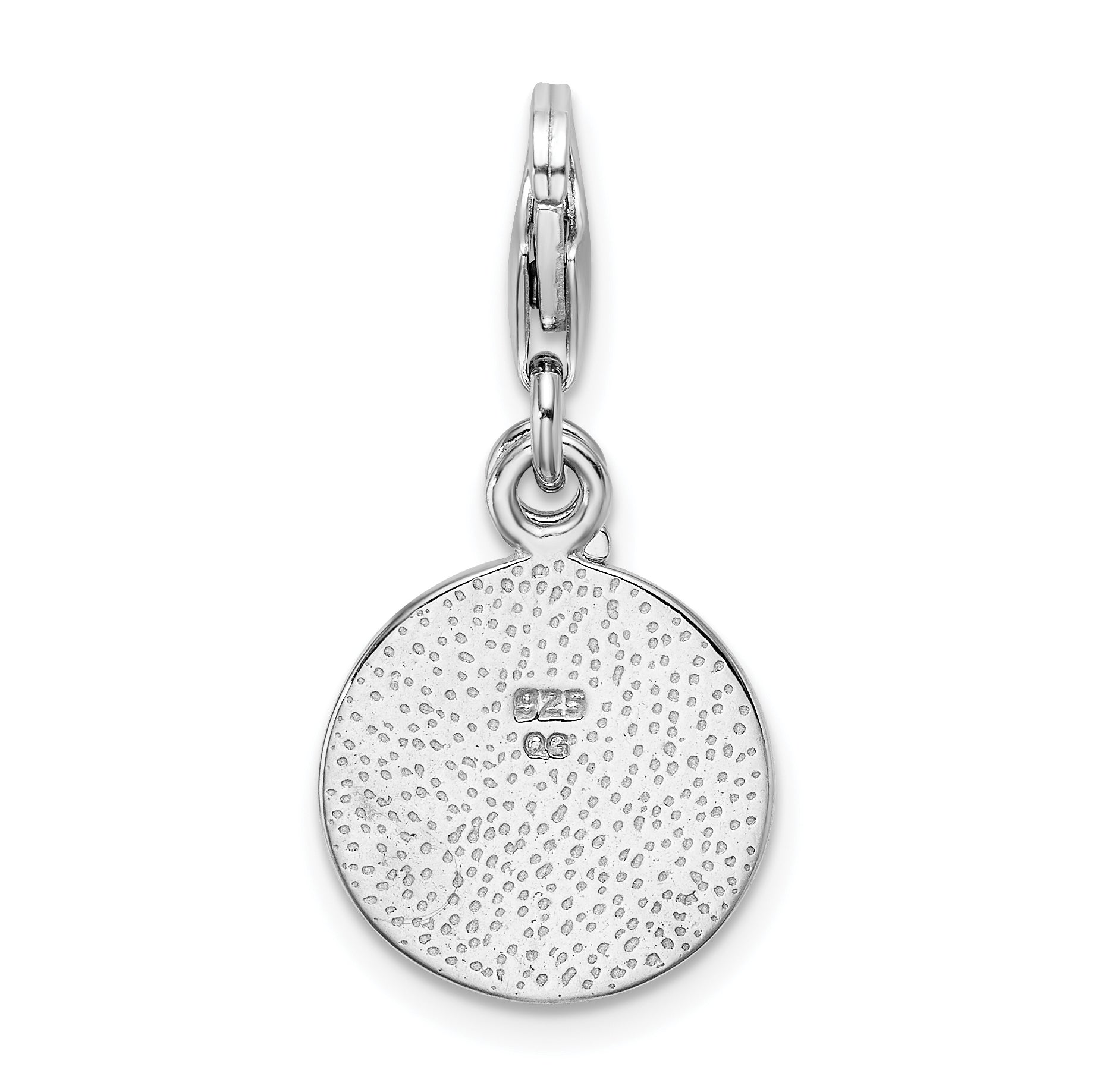 Sterling Silver Rhodium-Plated Peace Charm with Lobster Clasp