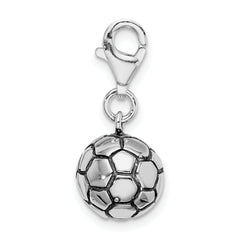 Sterling Silver 925 Soccer Ball Charm with Lobster Clasp