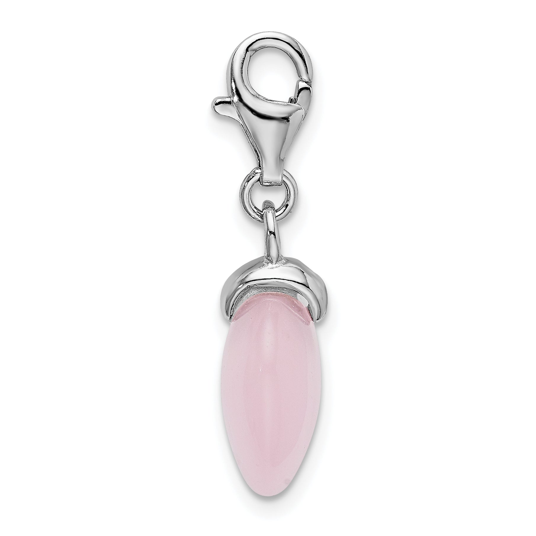 Amore La Vita Sterling Silver 3D Rose Quartz Heart Charm with Lobster Clasp Secondary image