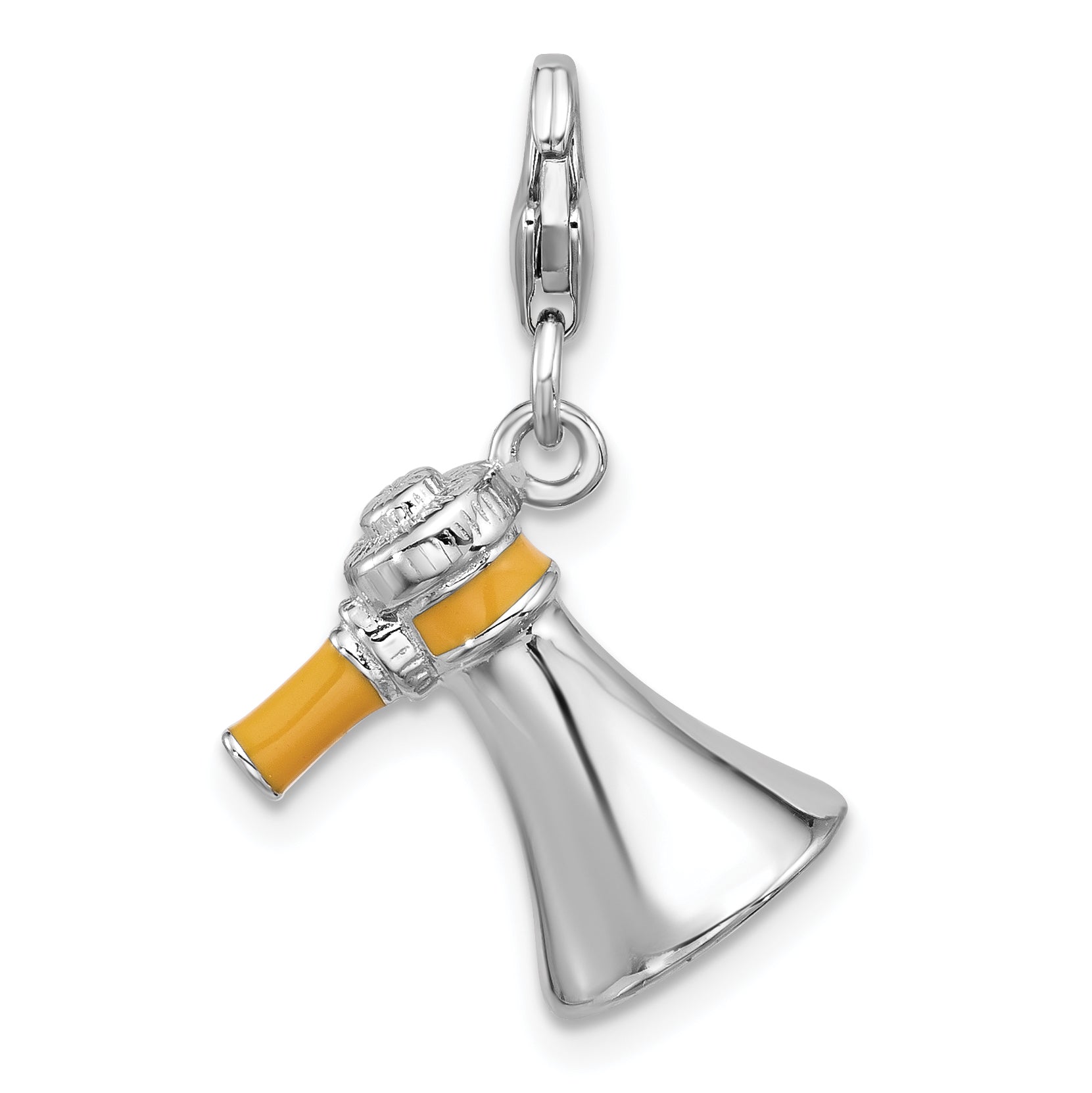 Sterling Silver Amore La Vita  Rh-plated Enameled 3-D Megaphone Charm