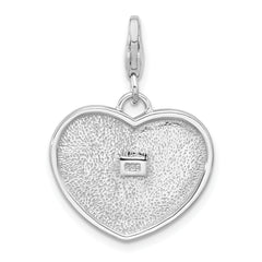 Sterling Silver Amore La Vita Rhod-plated Enameled USA Flag Heart Charm