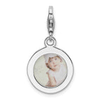 Amore La Vita Sterling Silver Rhodium-plated Polished Circle Frame Charm with Fancy Lobster Clasp