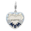 Amore La Vita Sterling Silver Rhodium-plated Polished Blue Enameled MOM Photo Charm with Fancy Lobster Clasp