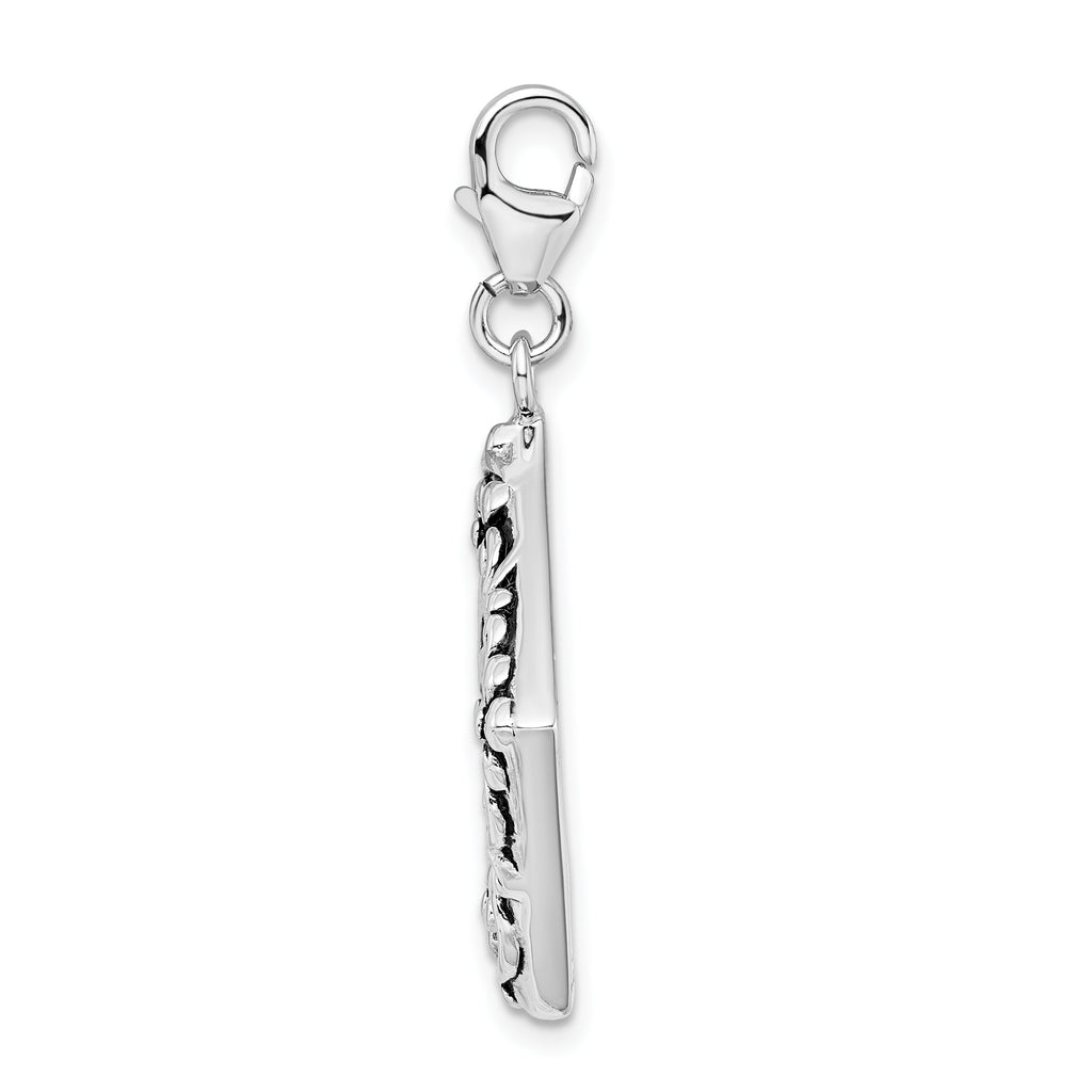 Sophia Jewelers Sterling Silver Photo Charm with Antique Rhodium Finish