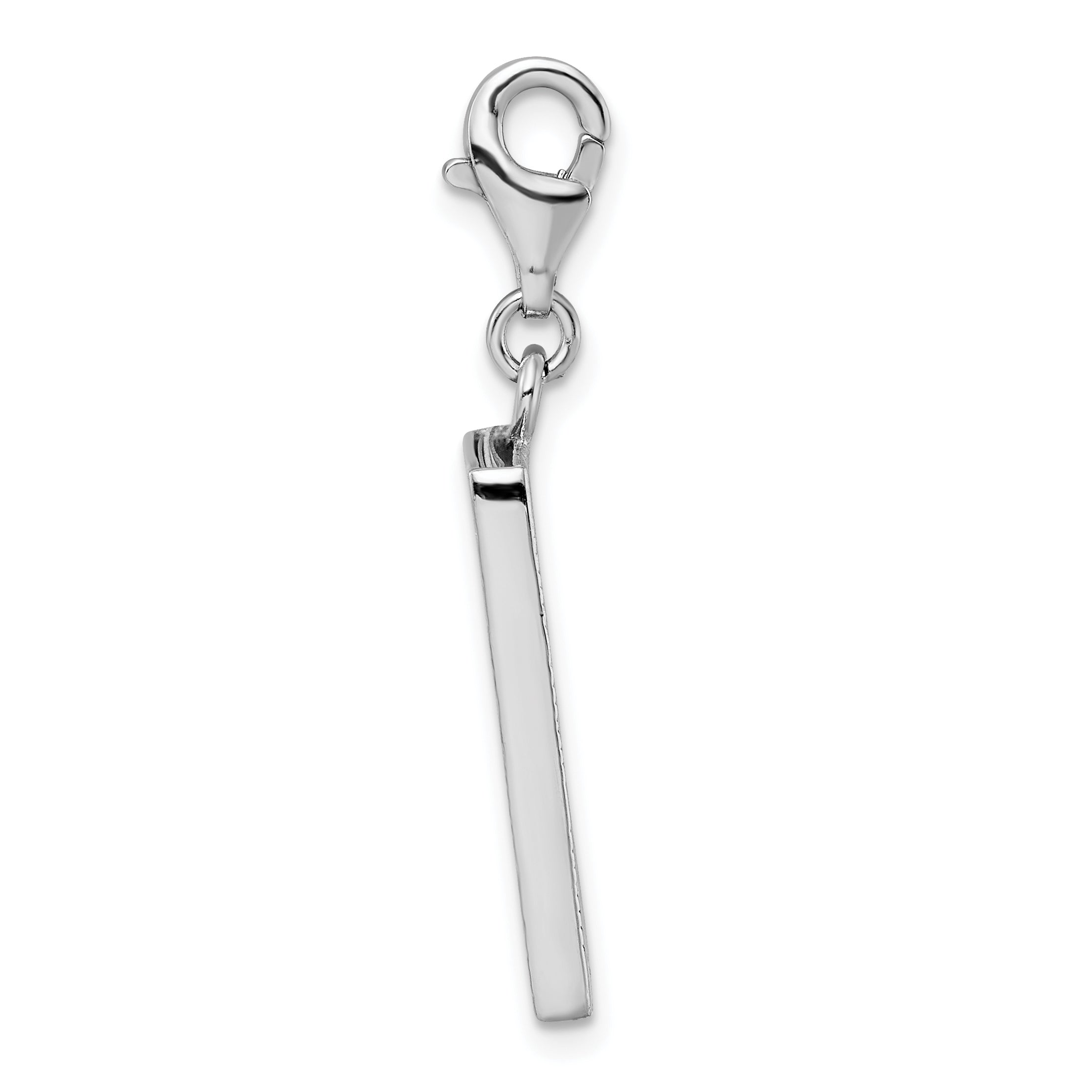 Sterling Silver Rhodium-Plated Picture Frame Charm with Lobster Clasp Secondary image