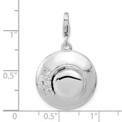 Sterling Silver 3-D Enameled Hat w/Lobster Clasp Charm