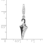 Sterling Silver Rhodium-plated 3-D Enameled & CZ Parasol With Lobster Clasp Charm
