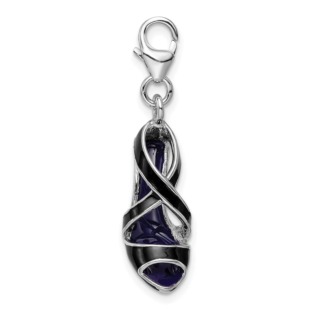 Black High Heel Charm in Sterling Silver