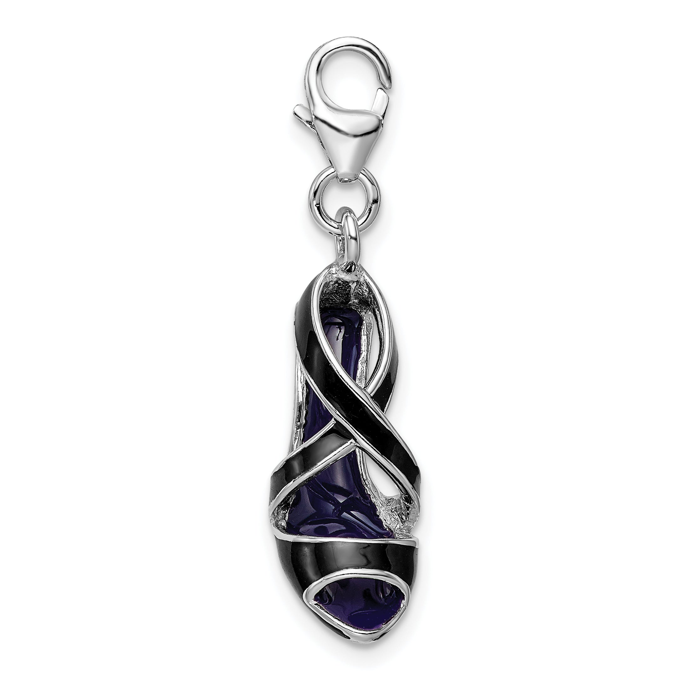 Black High Heel Charm in Sterling Silver