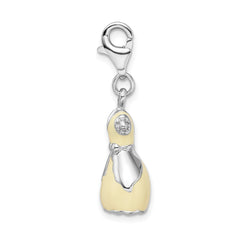 Amore La Vita Sterling Silver Rhodium-plated Polished 3-D Enameled Dress Charm with Fancy Lobster Clasp