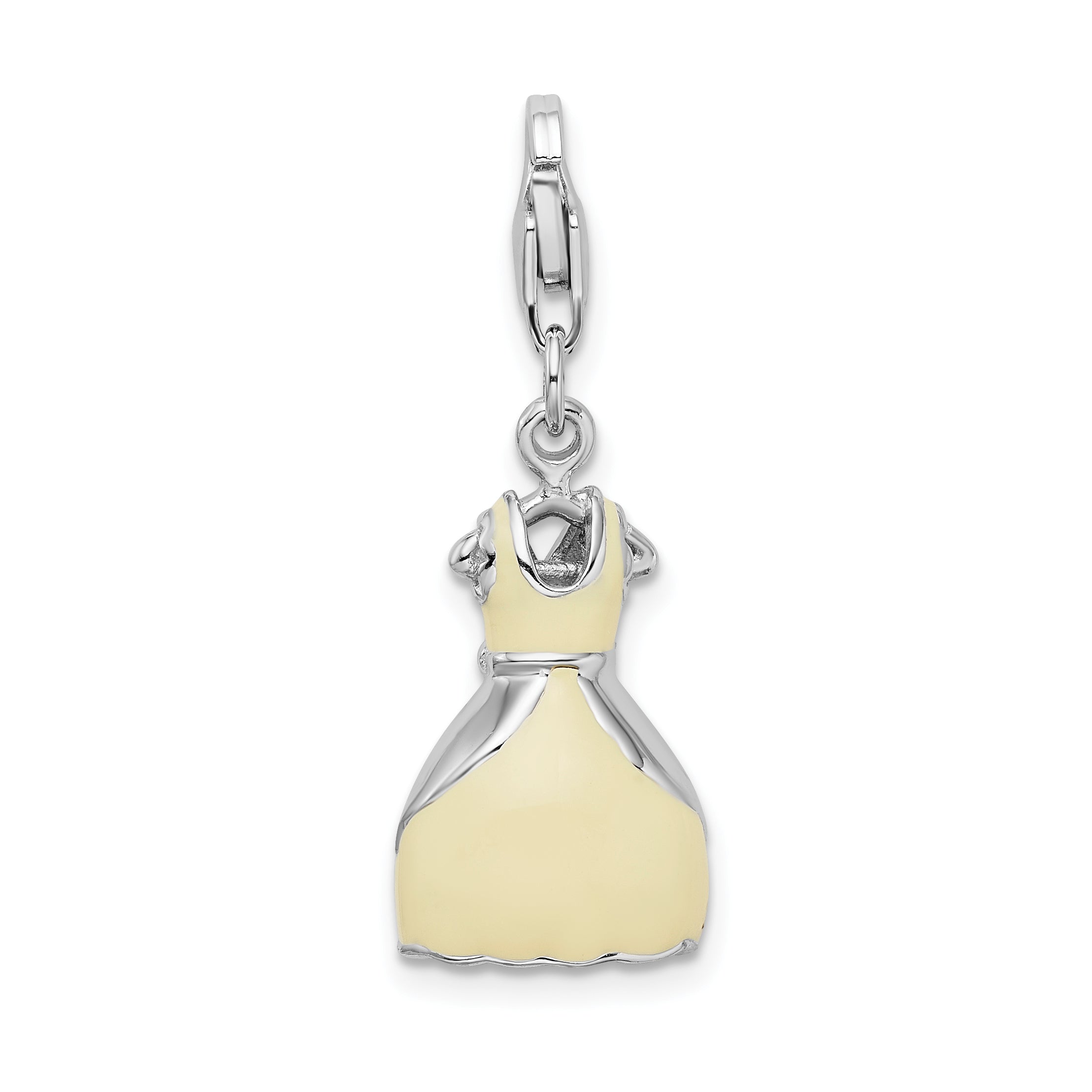 Amore La Vita Sterling Silver Rhodium-plated Polished 3-D Enameled Dress Charm with Fancy Lobster Clasp