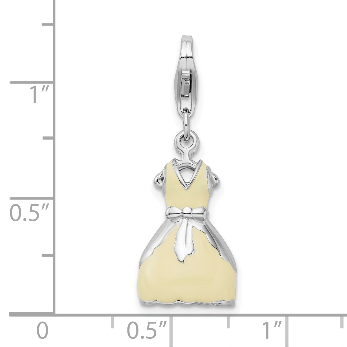 Amore La Vita Sterling Silver Rhodium-plated Polished 3-D Enameled Dress Charm with Fancy Lobster Clasp