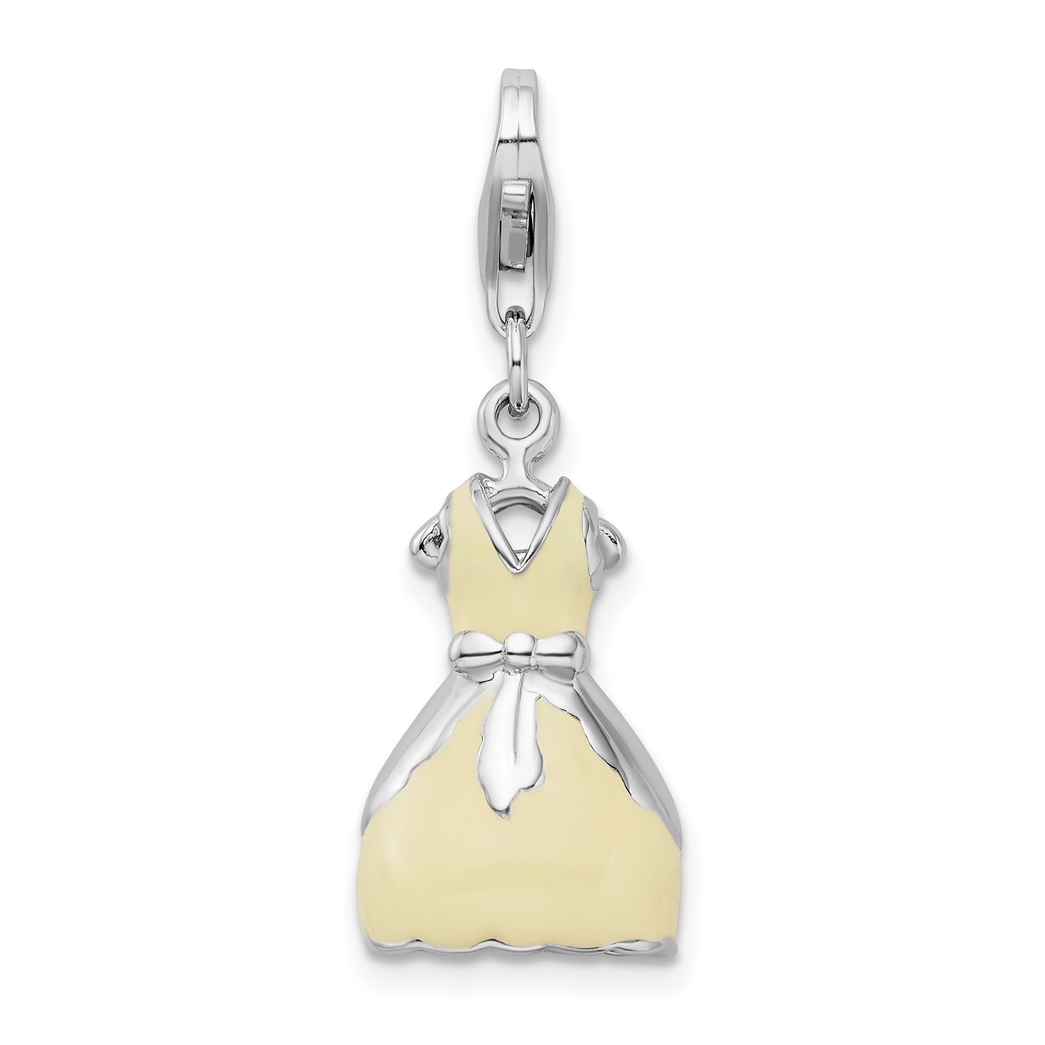 Amore La Vita Sterling Silver Rhodium-plated Polished 3-D Enameled Dress Charm with Fancy Lobster Clasp