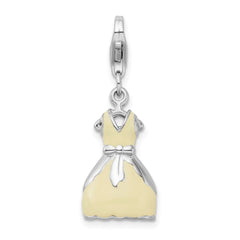 Amore La Vita Sterling Silver Rhodium-plated Polished 3-D Enameled Dress Charm with Fancy Lobster Clasp