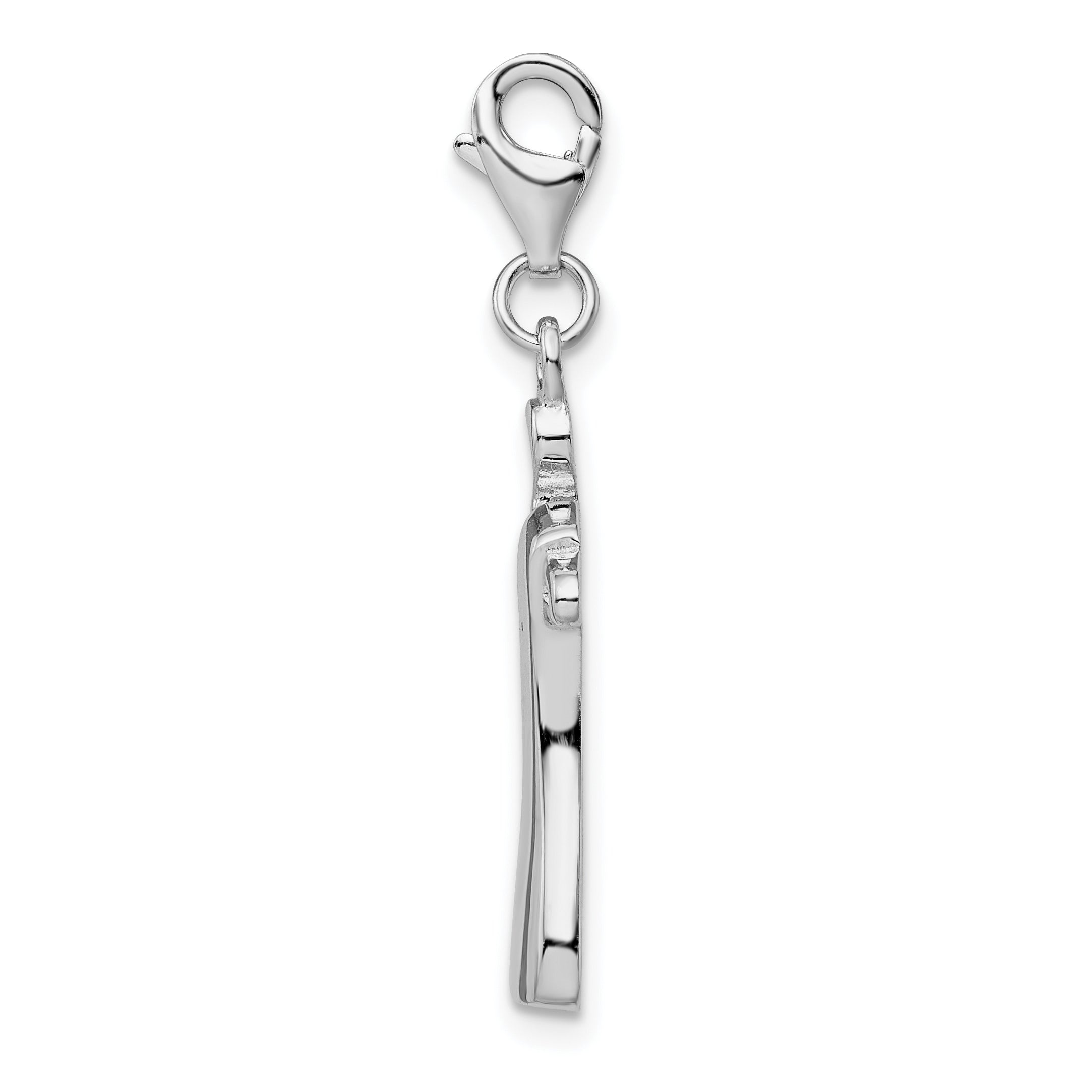 Amore La Vita Sterling Silver Rhodium-plated Polished Open Back Dress on Hanger Charm With Lobster Clasp
