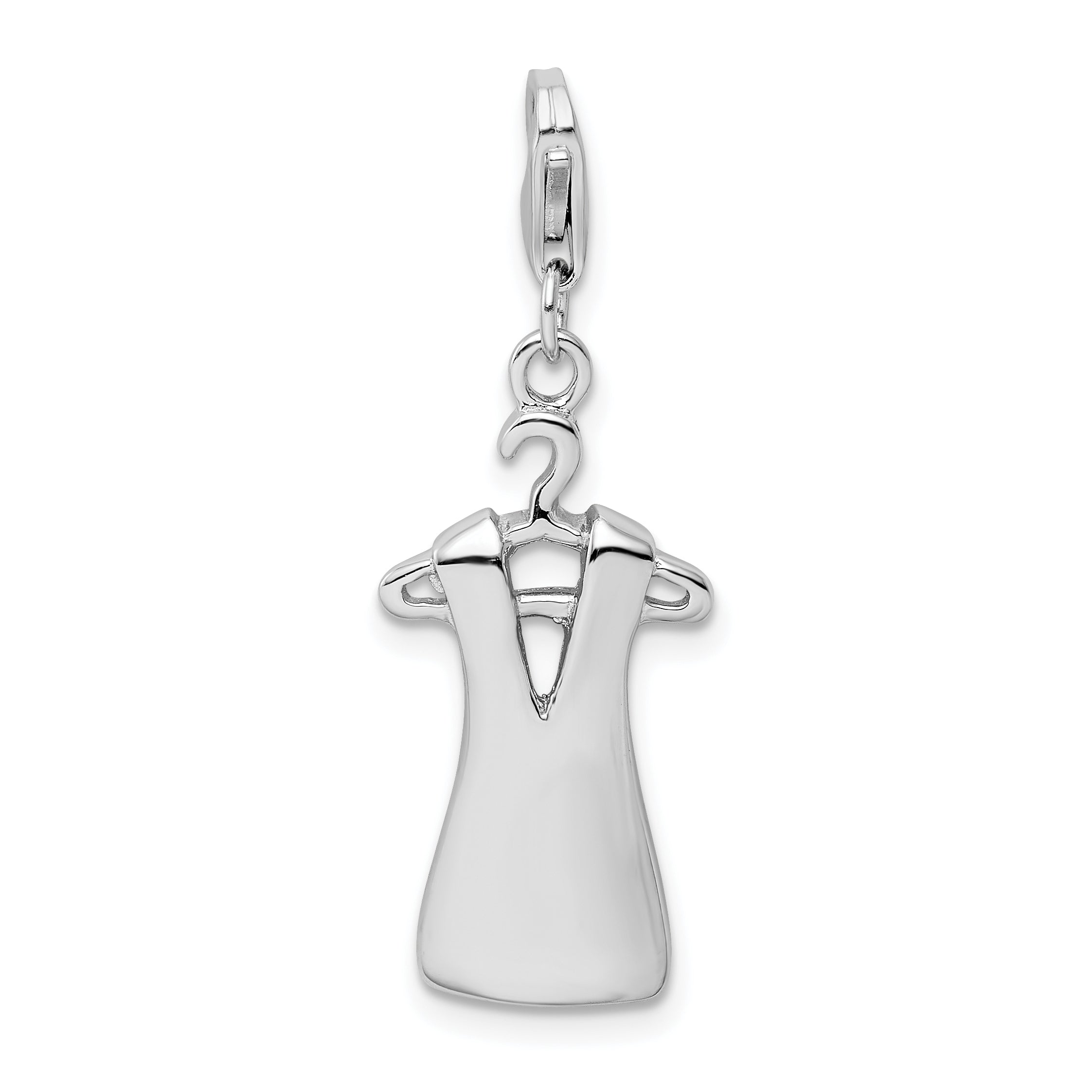Amore La Vita Sterling Silver Rhodium-plated Polished Open Back Dress on Hanger Charm w/Lobster Clasp Main image