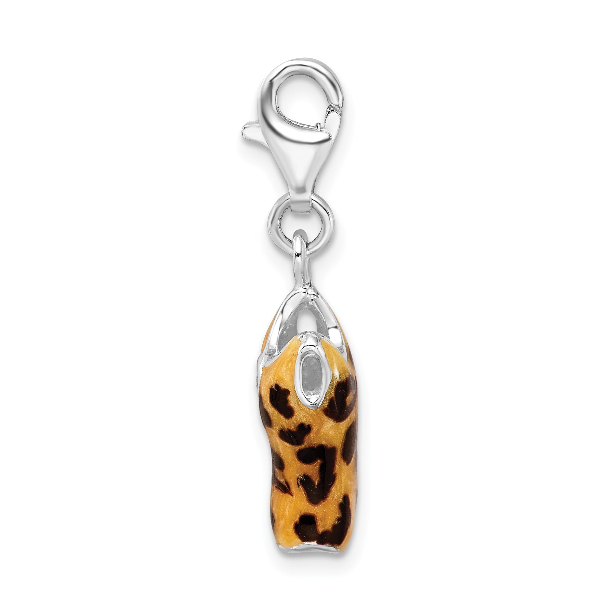 Amore La Vita Sterling Silver Rhodium-plated Polished 3-D CZ Black Yellow Enameled Tank Top Charm with Fancy Lobster Clasp Secondary image