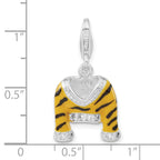 Tiger Jacket Charm in Sterling Silver with CZ & Enamel