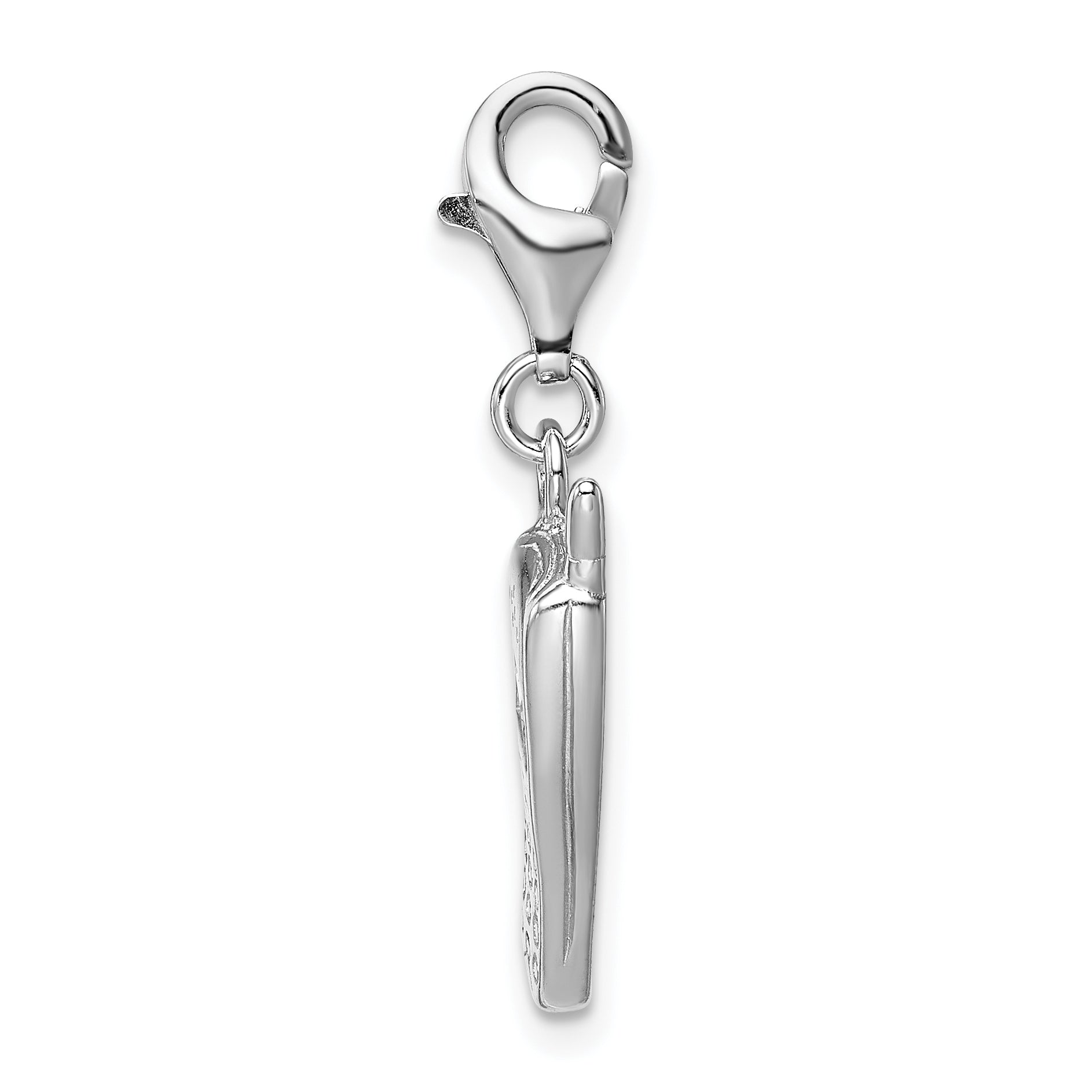 Amore La Vita Sterling Silver Rhodium-plated Polished CZ Cell Phone Charm with Fancy Lobster Clasp Secondary image