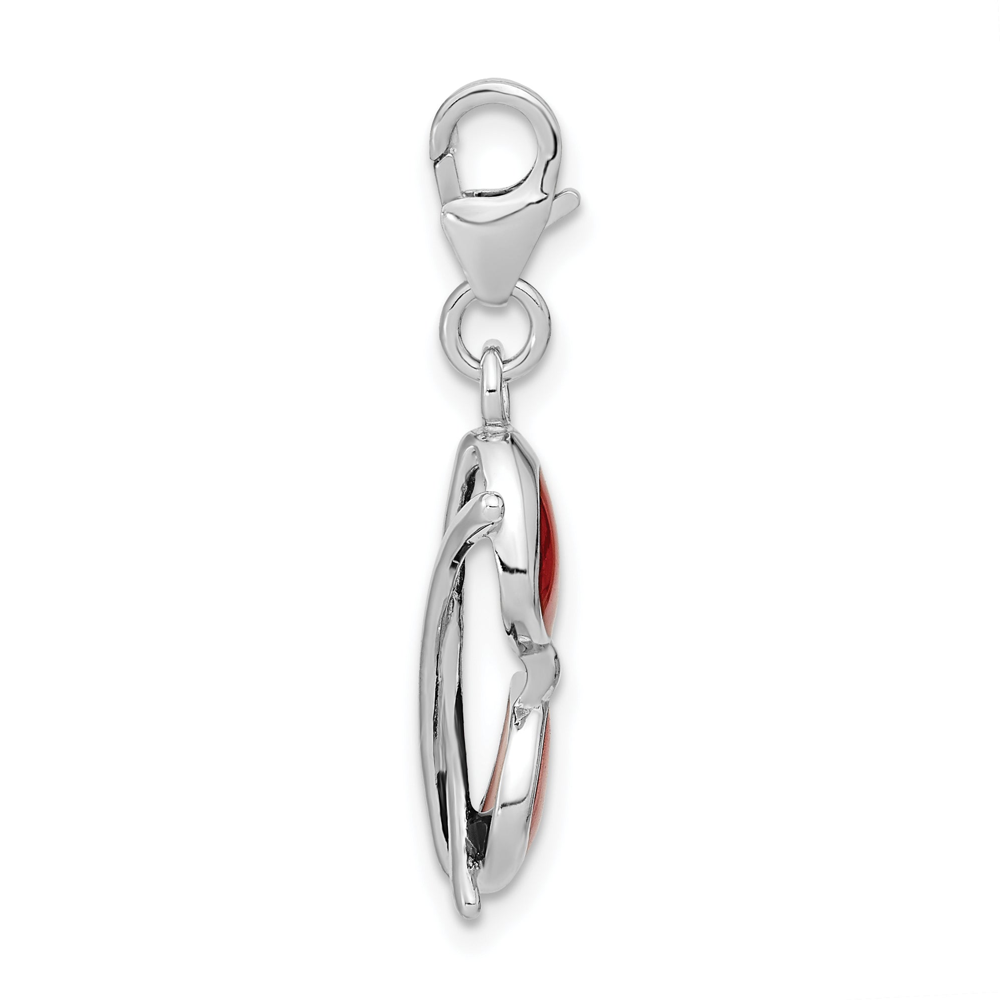 Amore La Vita Sterling Silver Rhodium-plated Polished 3-D Enameled Coral Heart Sunglasses Charm with Fancy Lobster Clasp Secondary image