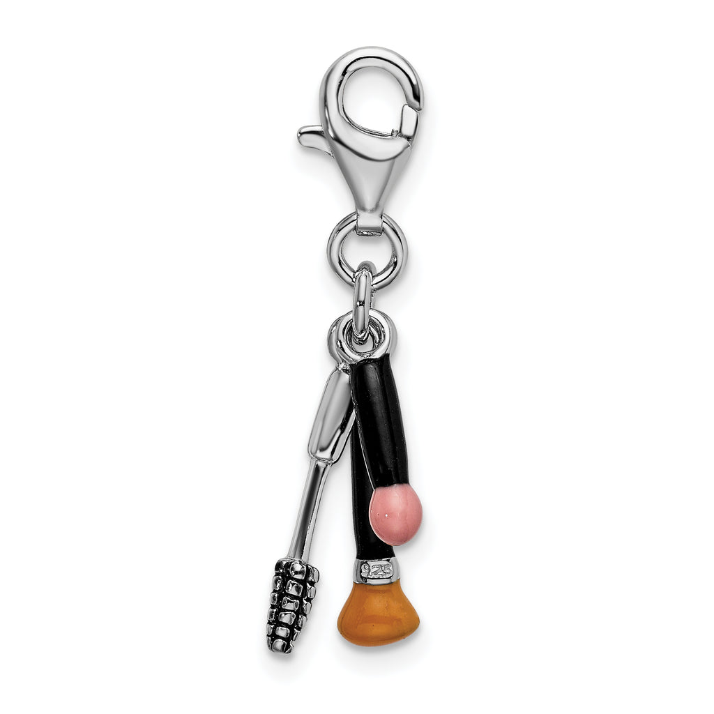 Enameled Makeup Charm in Sterling Silver