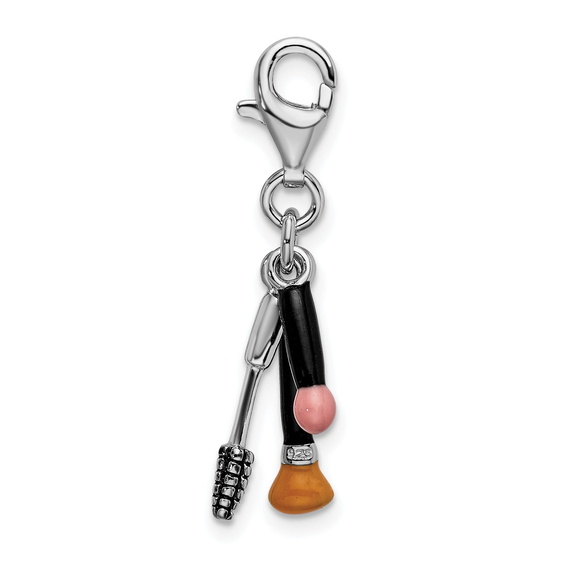 Enameled Makeup Charm in Sterling Silver