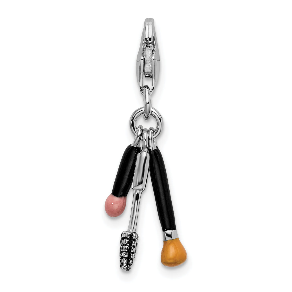 Enameled Makeup Charm in Sterling Silver