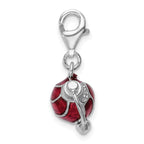 Amore La Vita Sterling Silver Rhodium-plated Polished 3-D Enameled Perfume Bottle Charm with Fancy Lobster Clasp