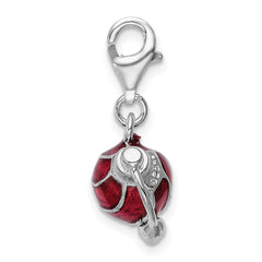 Amore La Vita Sterling Silver Rhodium-plated Polished 3-D Enameled Perfume Bottle Charm with Fancy Lobster Clasp