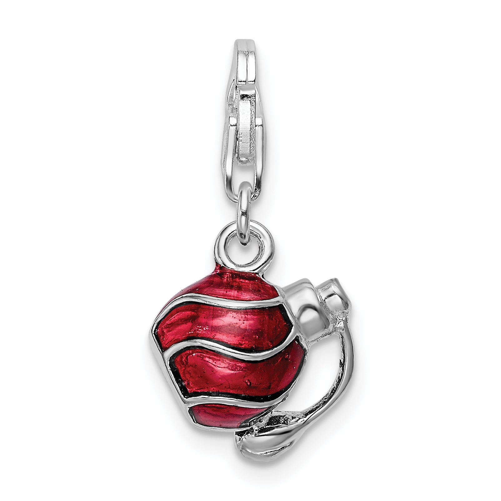 Amore La Vita Sterling Silver Rhodium-plated Polished 3-D Enameled Perfume Bottle Charm with Fancy Lobster Clasp