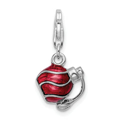 Amore La Vita Sterling Silver Rhodium-plated Polished 3-D Enameled Perfume Bottle Charm with Fancy Lobster Clasp