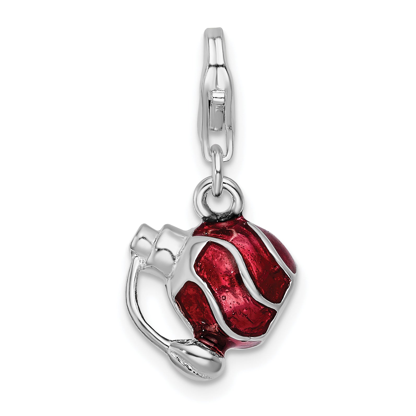 Amore La Vita Sterling Silver Rhodium-plated Polished 3-D Enameled Perfume Bottle Charm with Fancy Lobster Clasp Main image