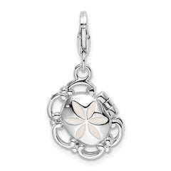 Sterling Silver 3-D Enameled Compact w/Lobster Clasp Charm