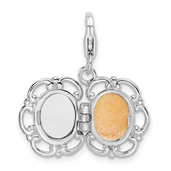 Sterling Silver 3-D Enameled Compact w/Lobster Clasp Charm