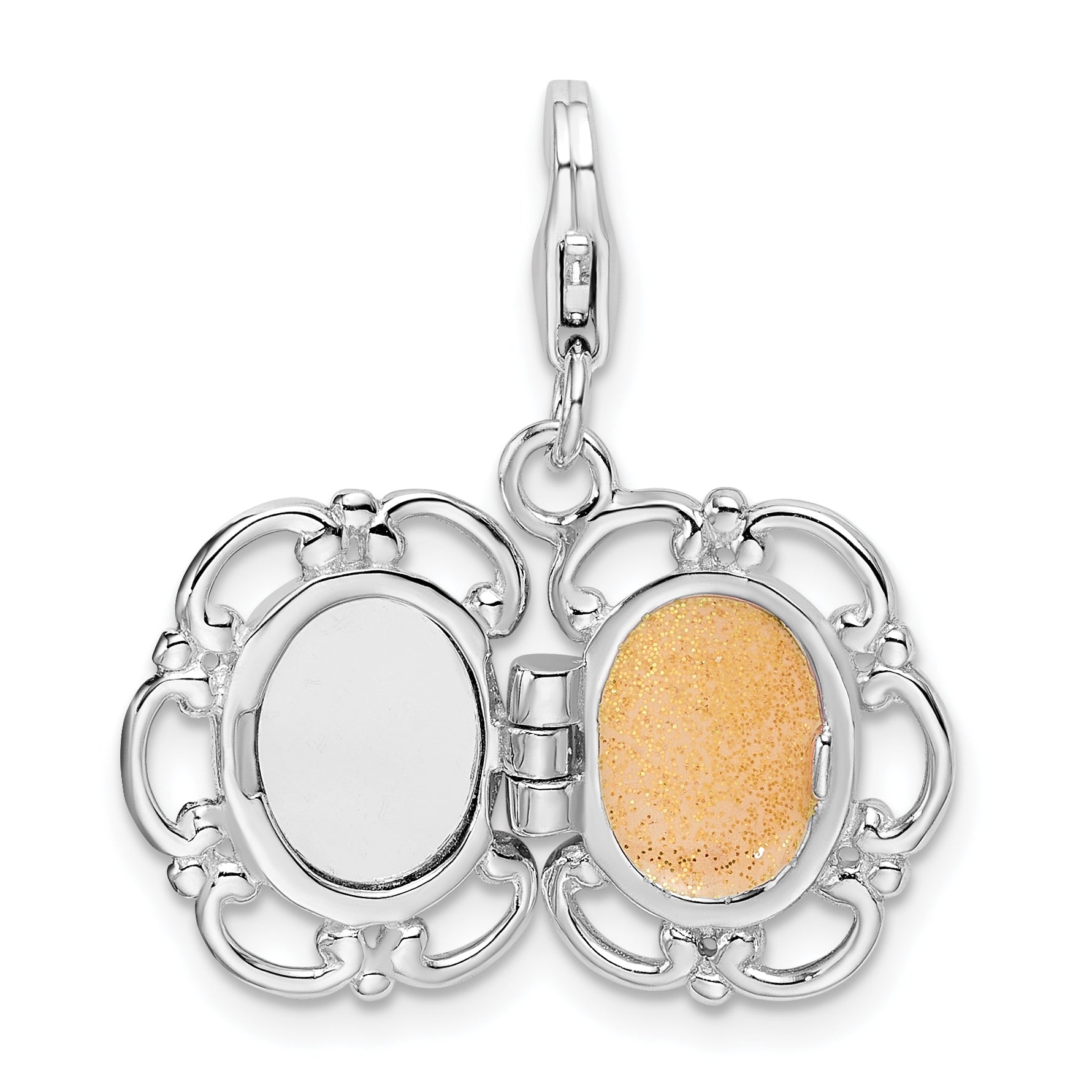 Sterling Silver 3-D Enameled Compact w/Lobster Clasp Charm
