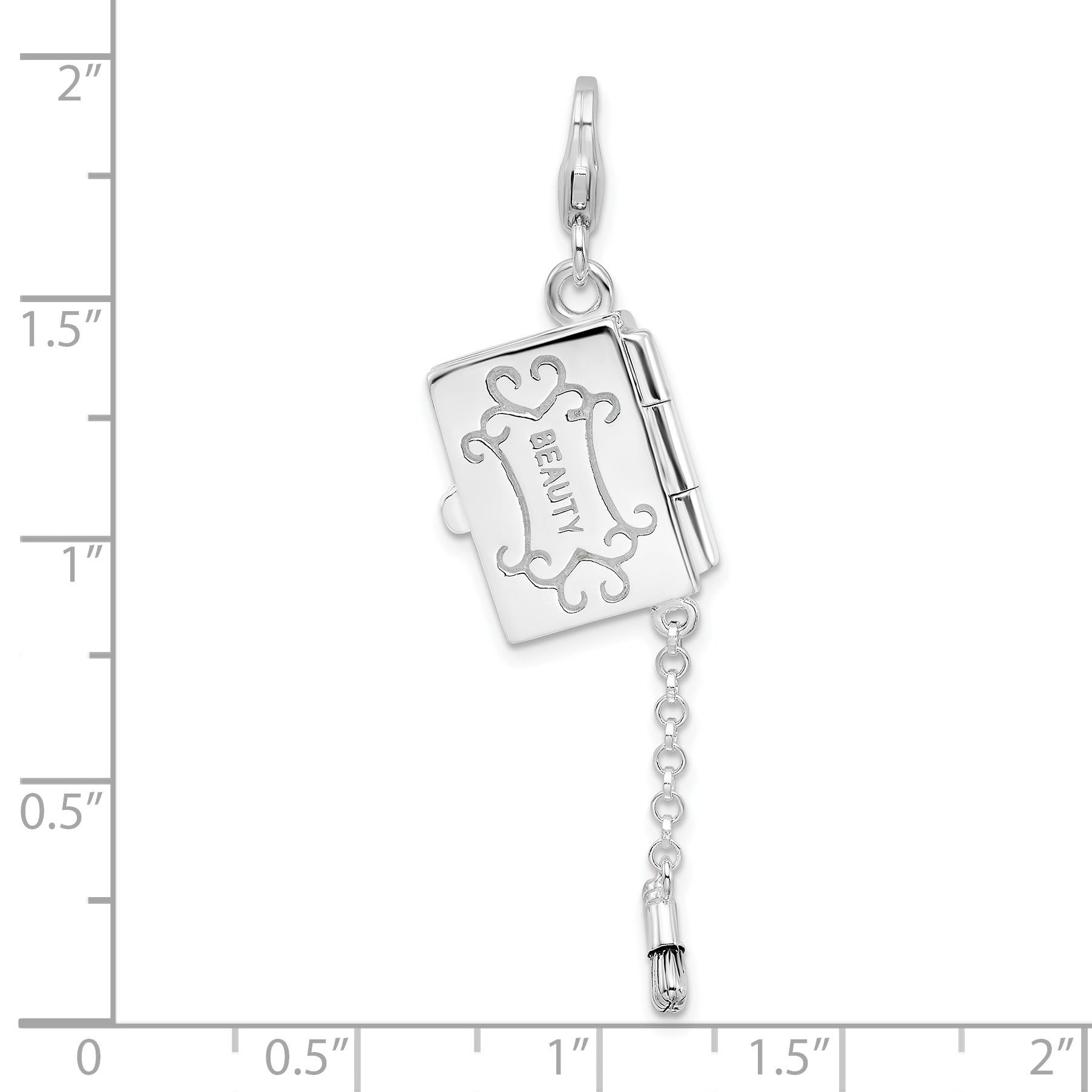Amore La Vita Sterling Silver Rhodium-plated Polished 3-D Moveable Enameled Eyeshadow Compact Charm with Fancy Lobster Clasp