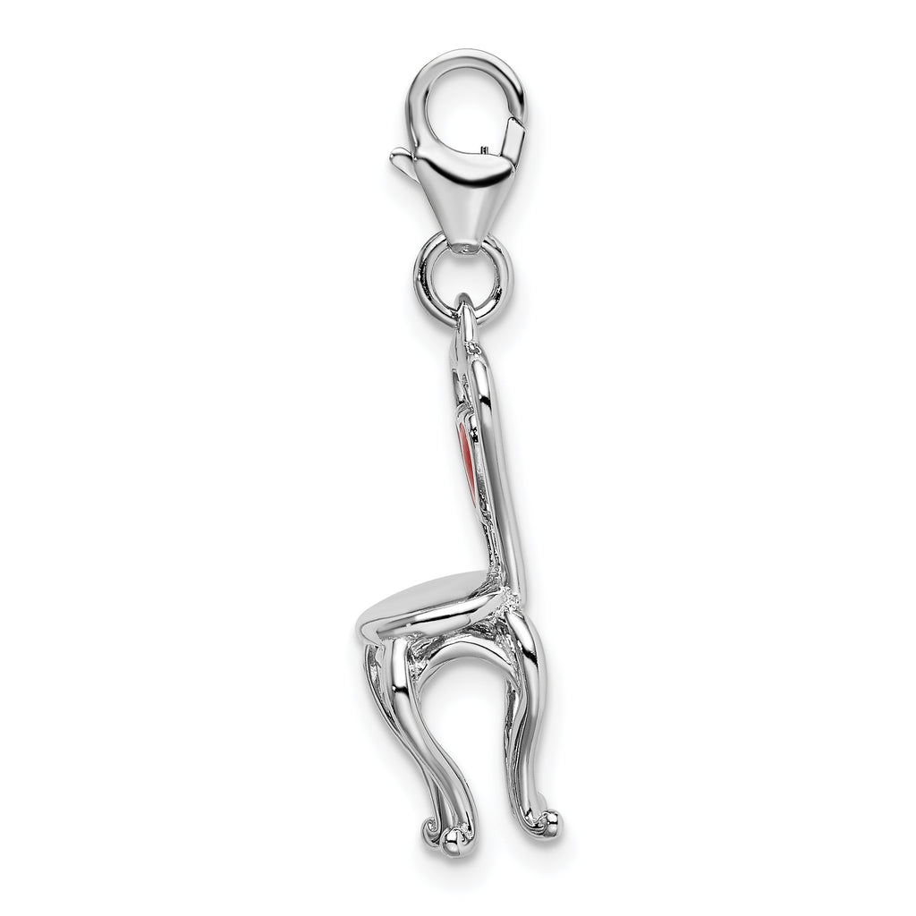 Enameled Chair with Heart Charm in Sterling Silver
