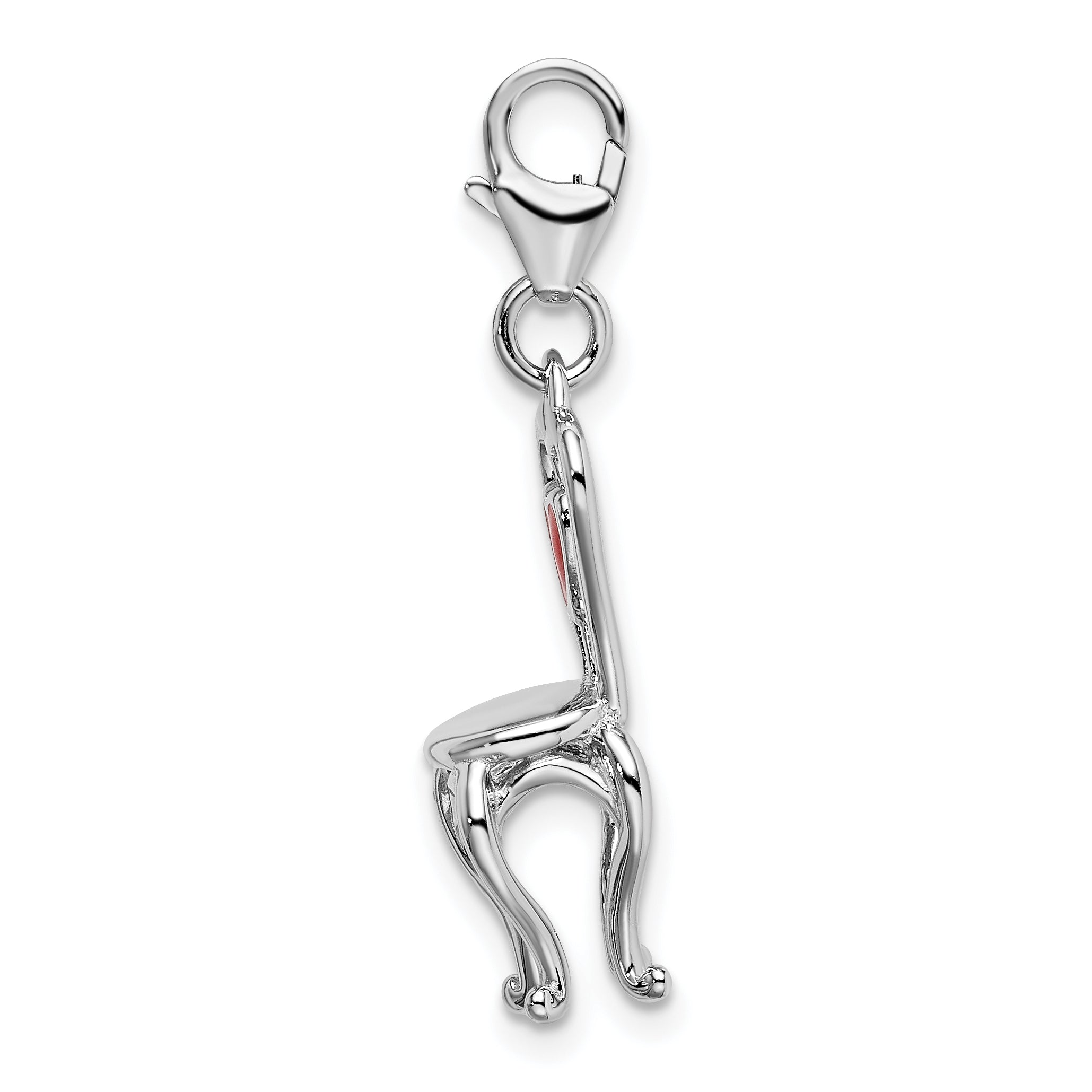 Enameled Chair with Heart Charm in Sterling Silver